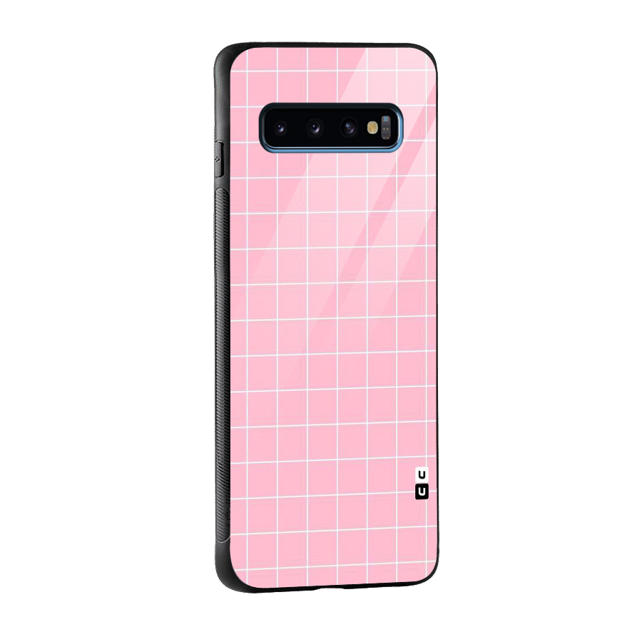 Pink Checks Glass Back Case for Galaxy S10