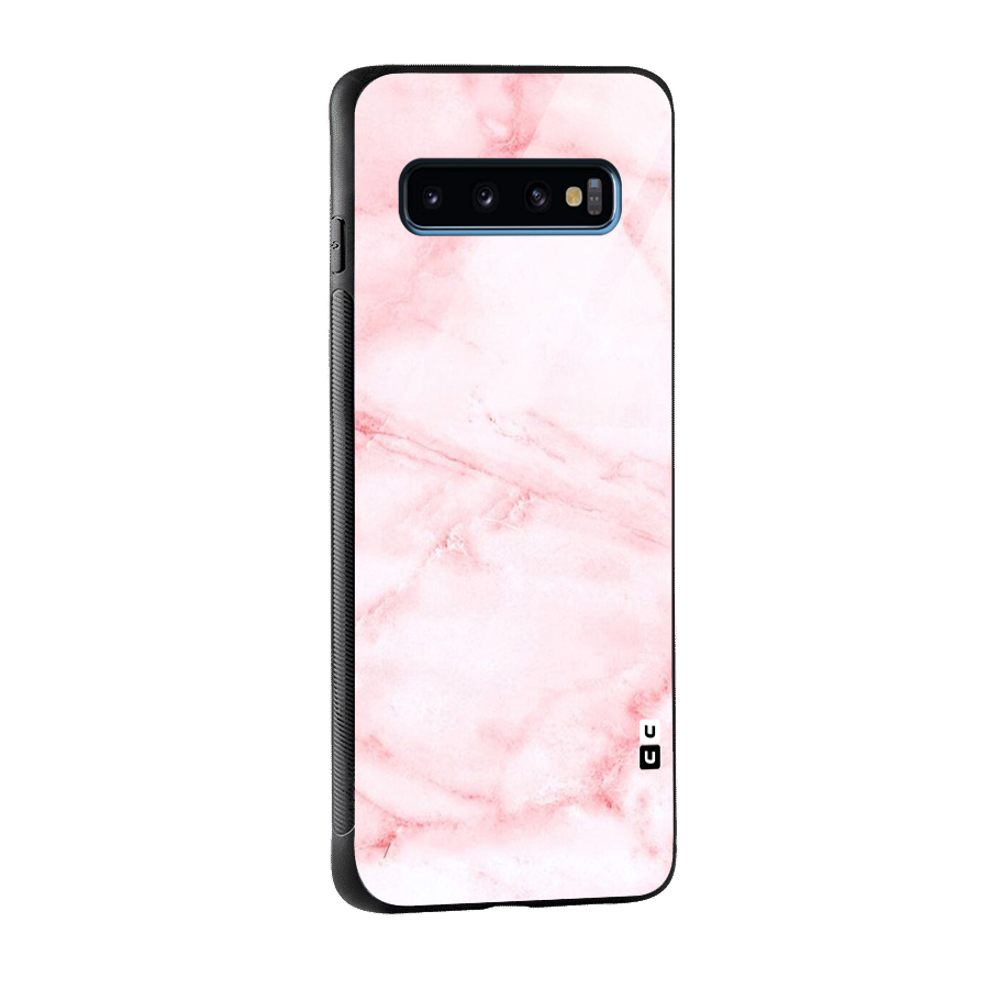 Pink Marble Print Glass Back Case for Galaxy S10