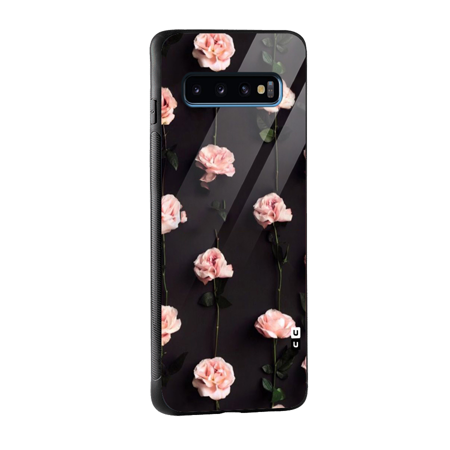 Pink Roses Glass Back Case for Galaxy S10