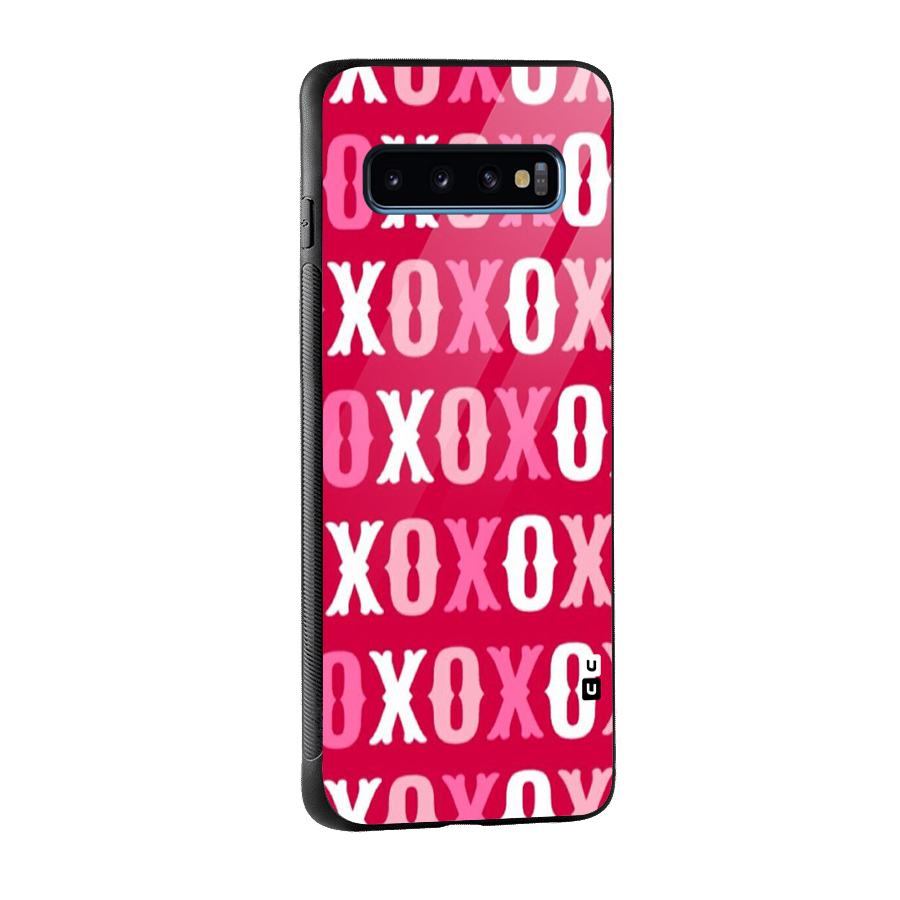 Pink White Xoxo Glass Back Case for Galaxy S10
