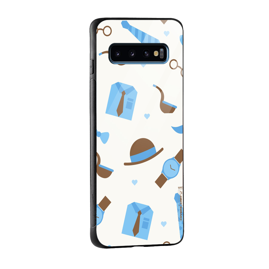 Pipe Hat Watch Pattern Glass Back Case for Galaxy S10