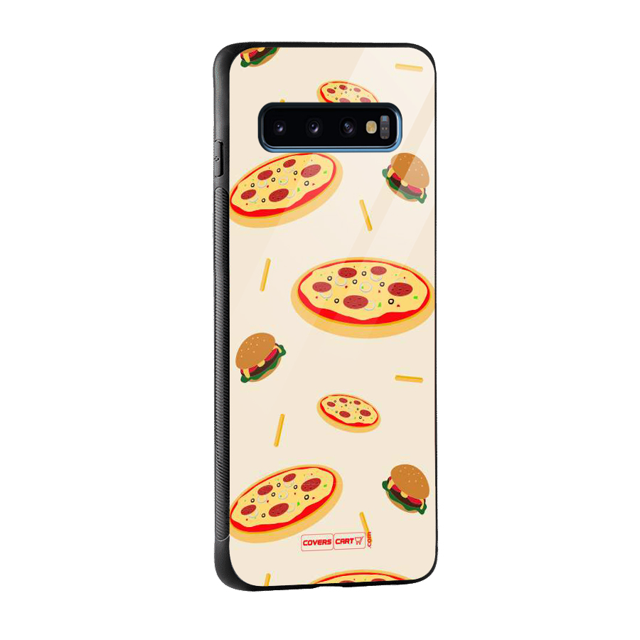 Pizza and Burger Love Glass Back Case for Galaxy S10