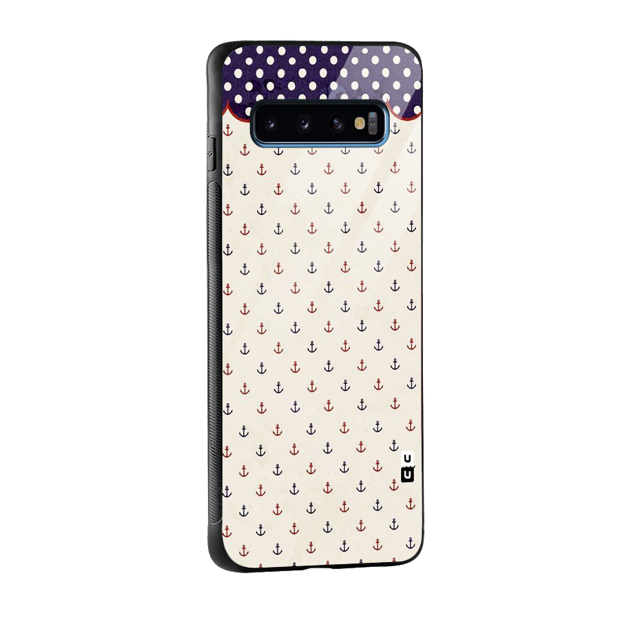 Polka Anchor Glass Back Case for Galaxy S10