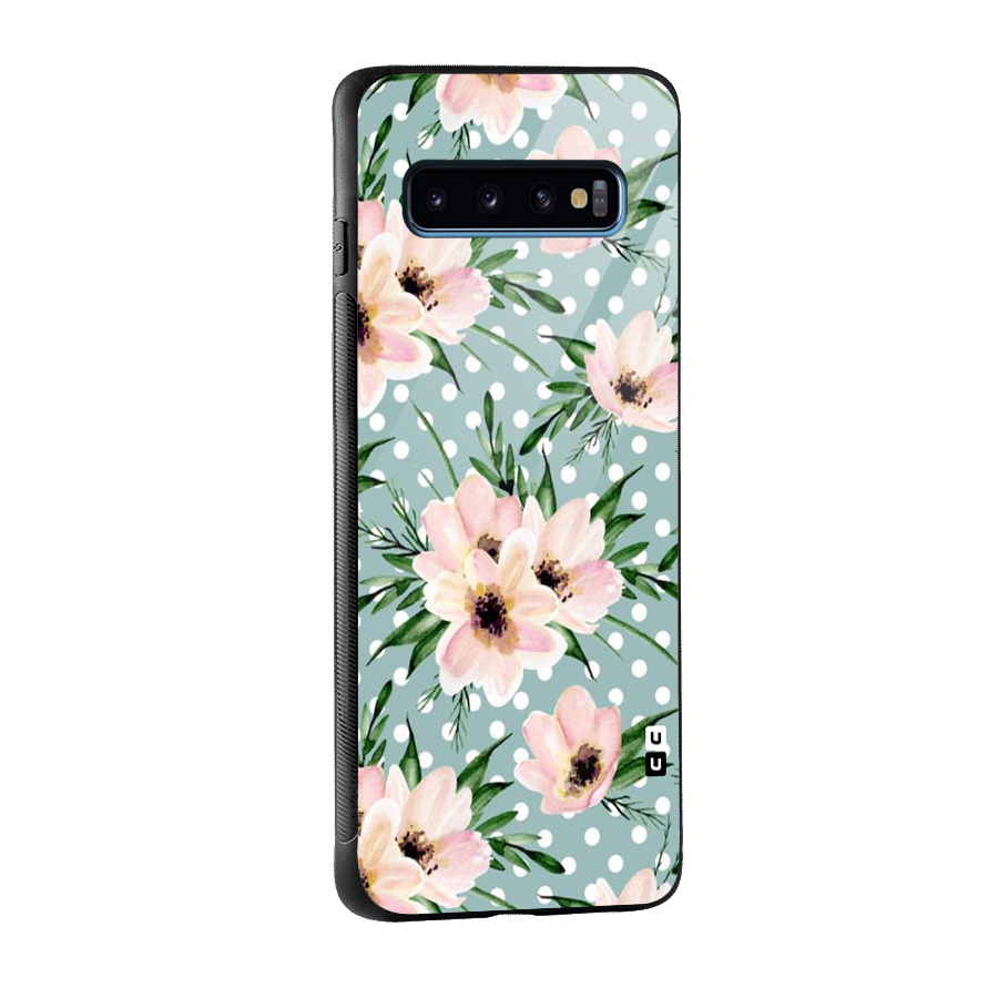 Polka Art Floral Glass Back Case for Galaxy S10