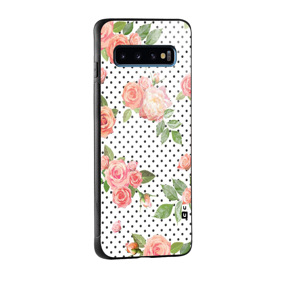 Polka Bloom White Glass Back Case for Galaxy S10