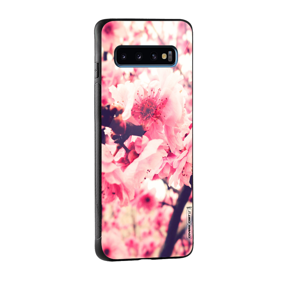 Pretty Pink Flowers Glass Back Case for Galaxy S10