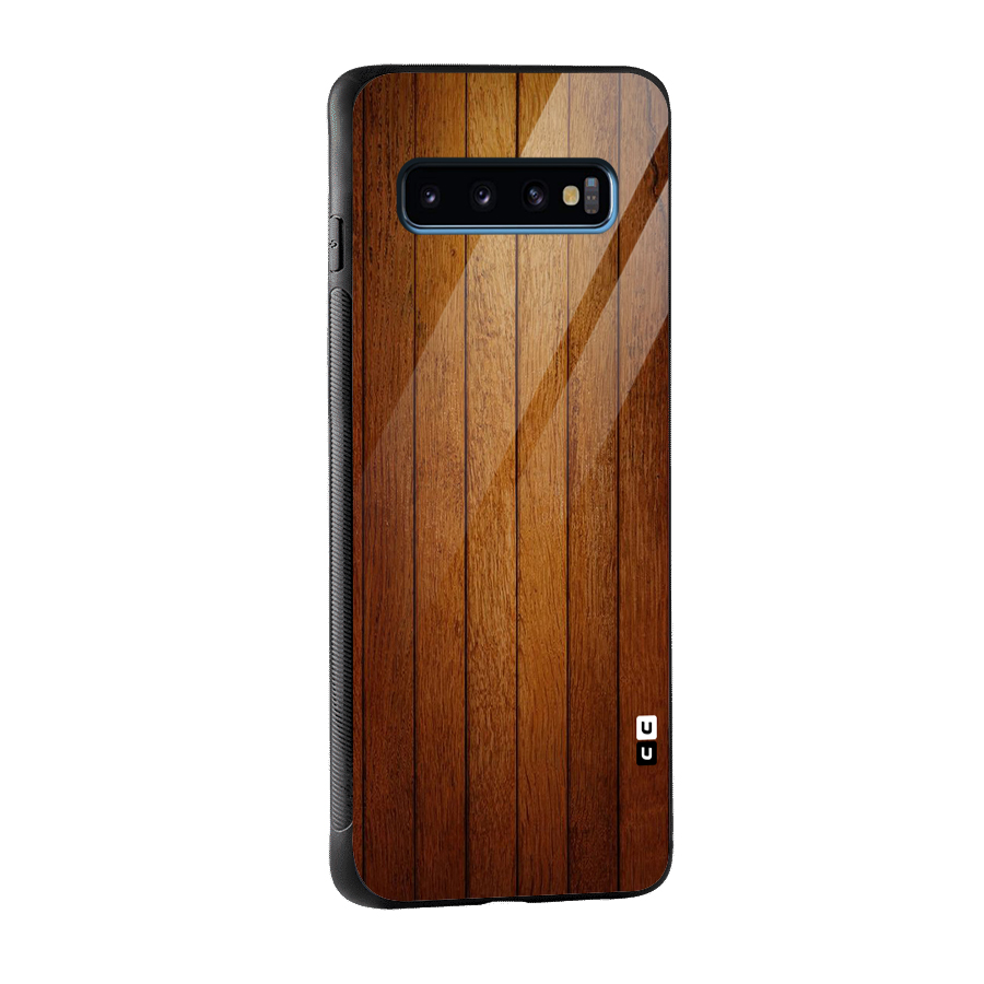 Proper Brown Wood Glass Back Case for Galaxy S10