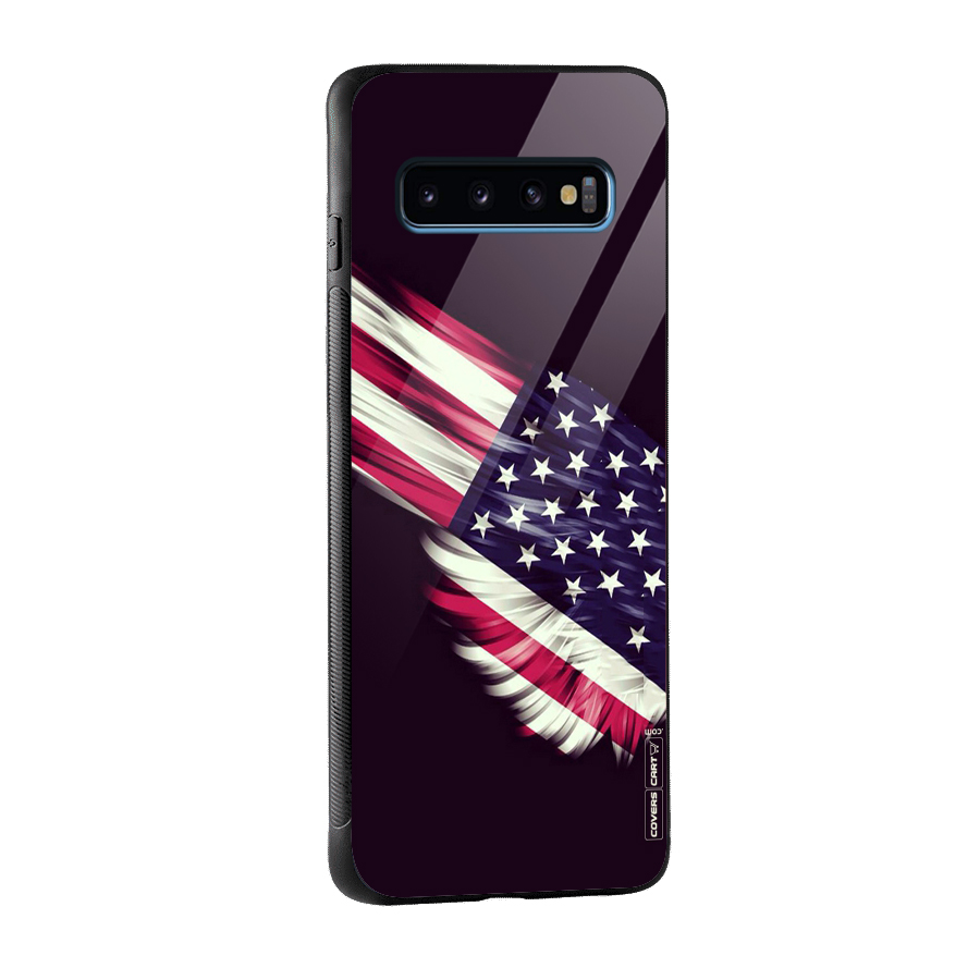 Red And White Stripes Stars Glass Back Case for Galaxy S10