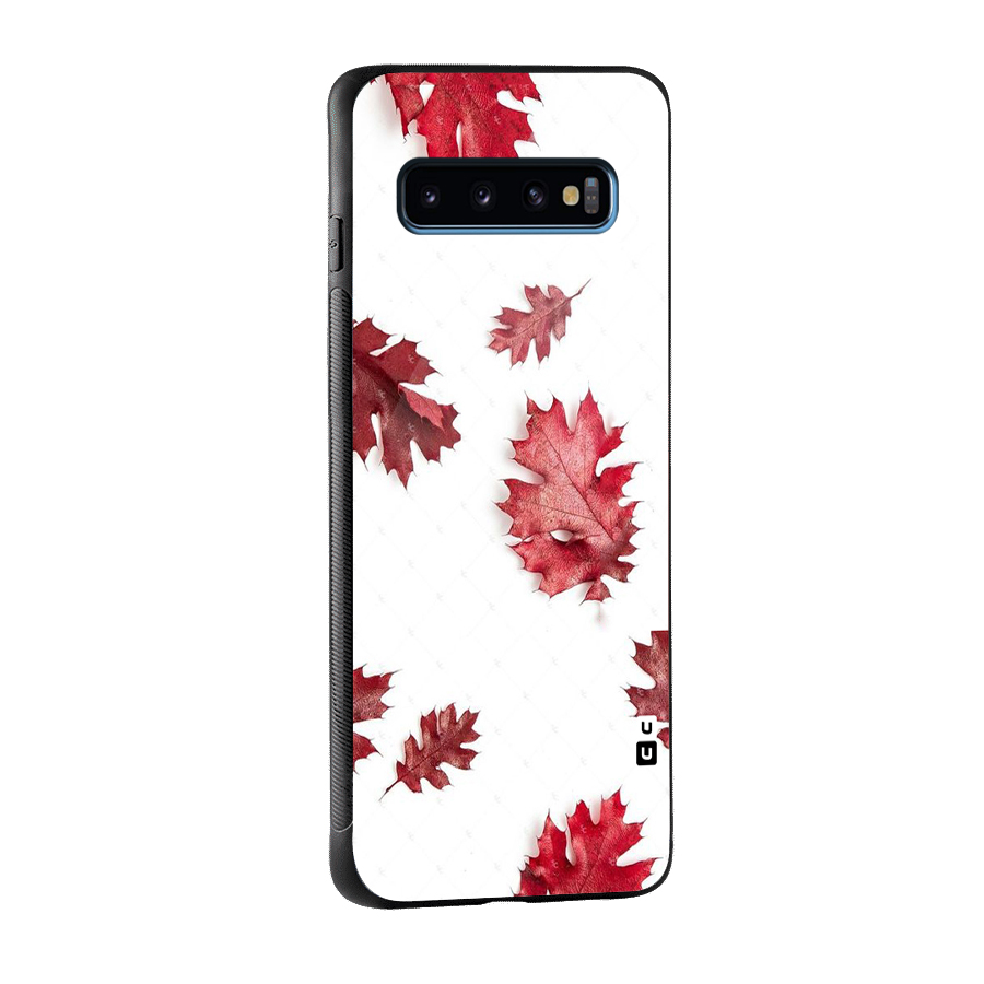 Red Appealing Autumn Leaves Glass Back Case for Galaxy S10