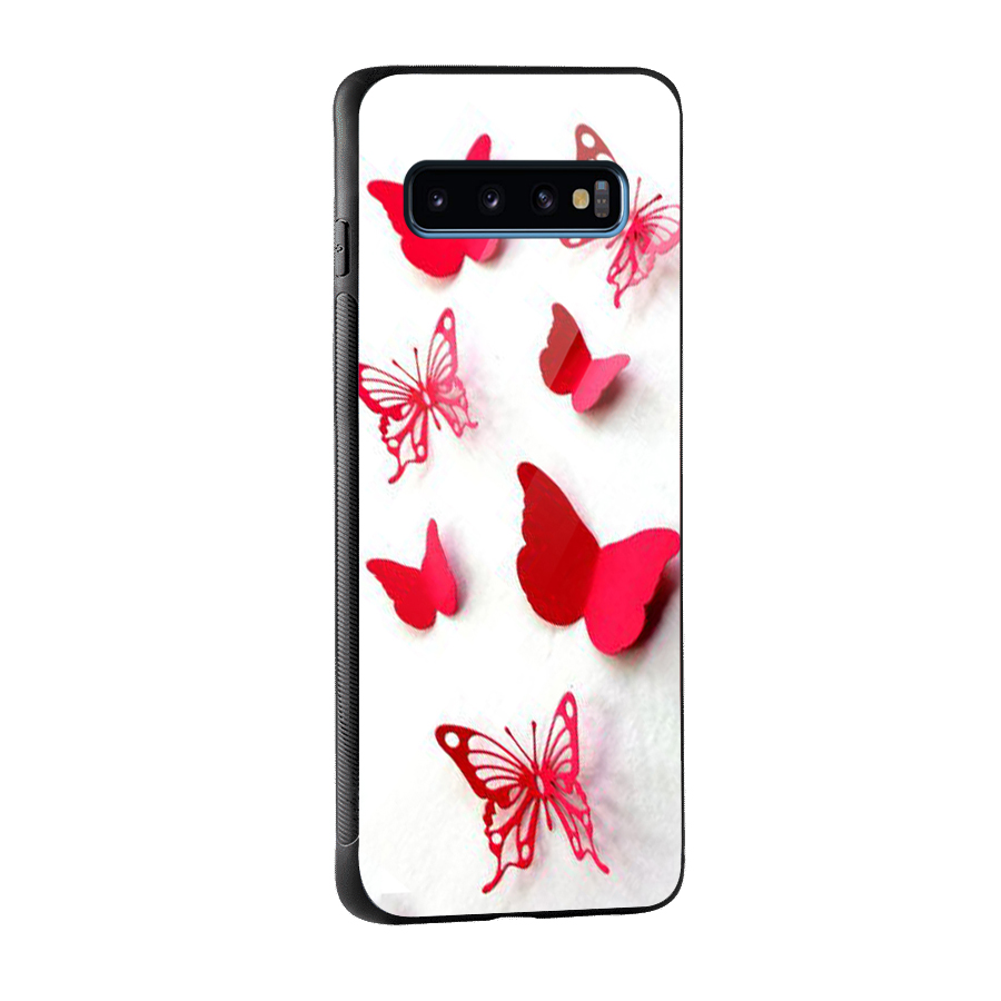 Red Butterflies Glass Back Case for Galaxy S10