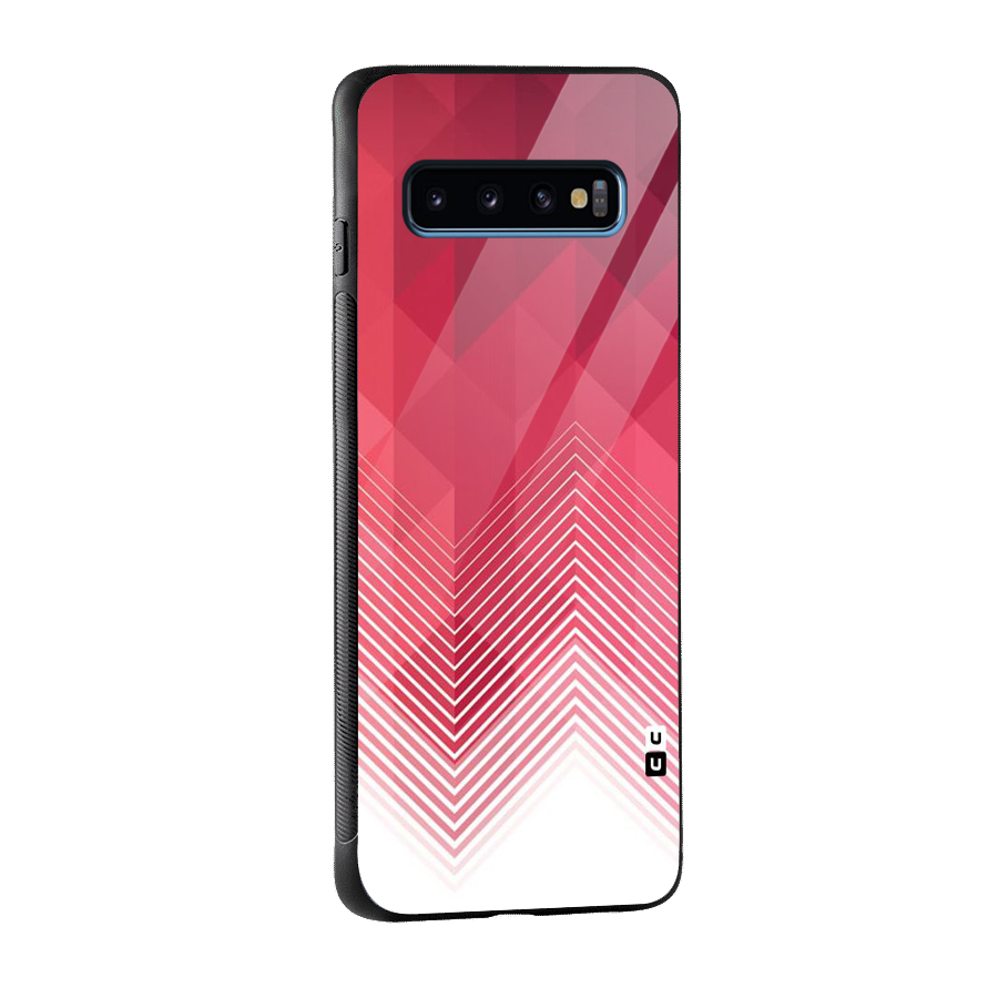 Red Chevron Abstract Glass Back Case for Galaxy S10