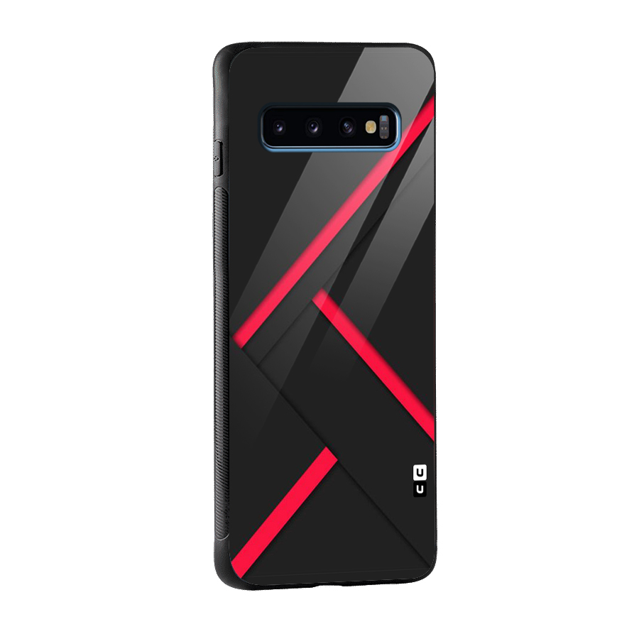 Red Disort Stripes Glass Back Case for Galaxy S10