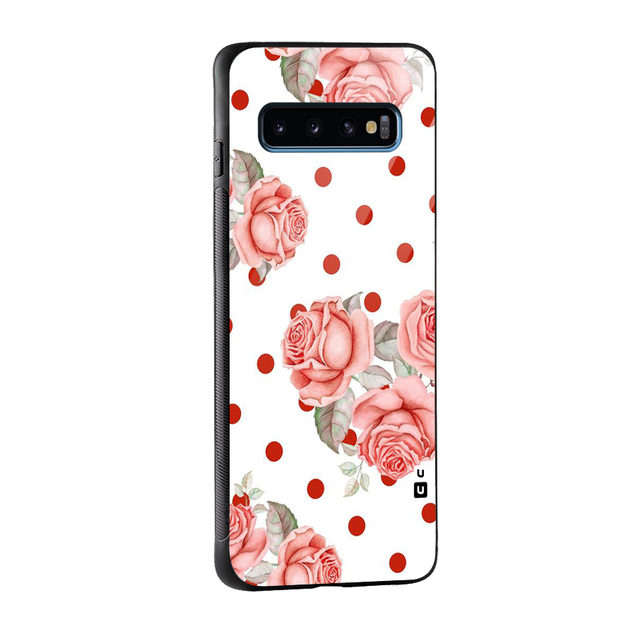 Red Peach Shade Flowers Glass Back Case for Galaxy S10