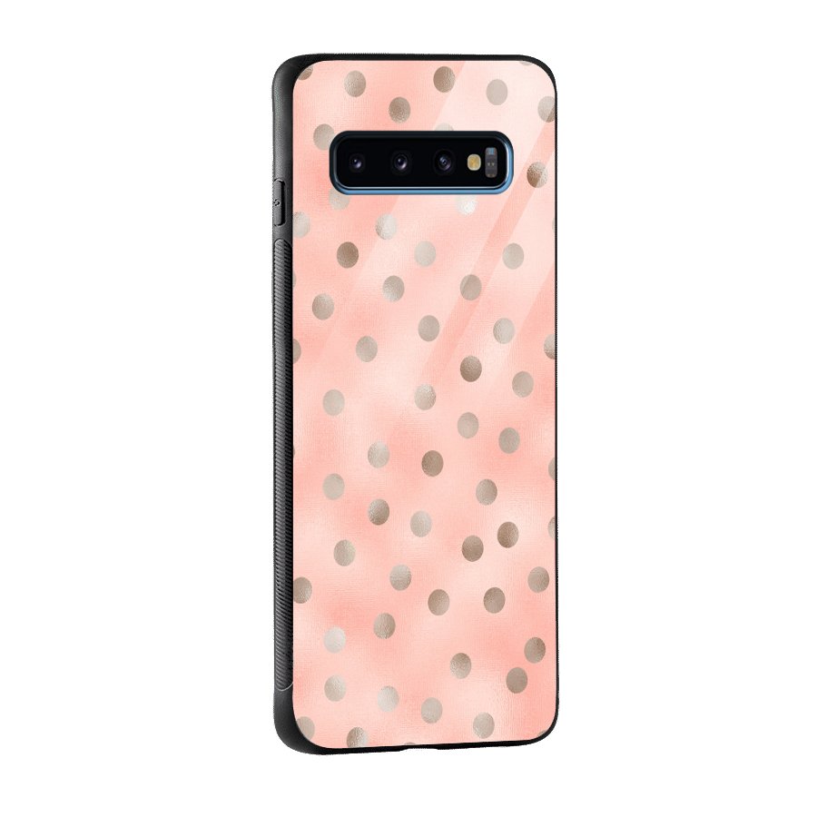 RoseGold Polka Dots Glass Back Case for Galaxy S10