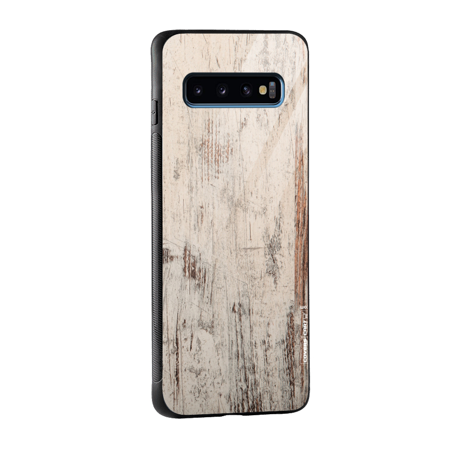 Rugged Wooden Texture Glass Back Case for Galaxy S10
