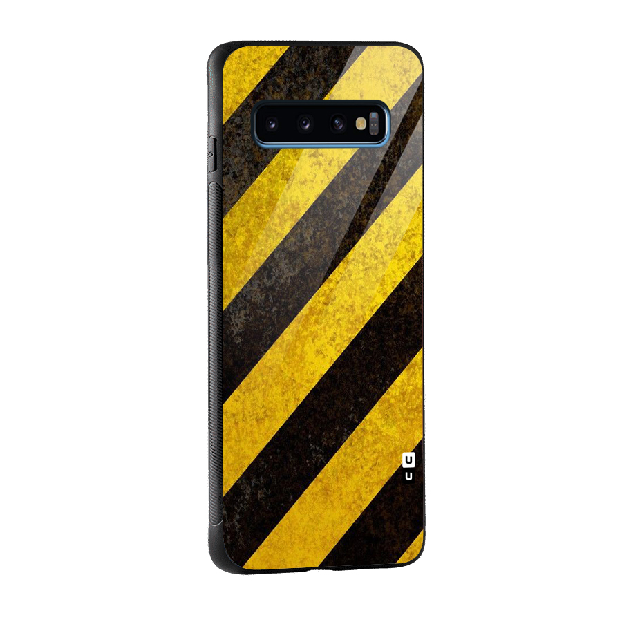 Shaded Yellow Stripes Glass Back Case for Galaxy S10