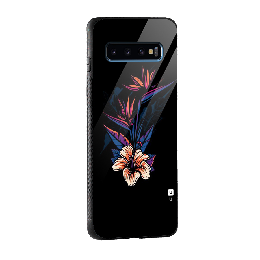 Single Painted Flower Glass Back Case for Galaxy S10