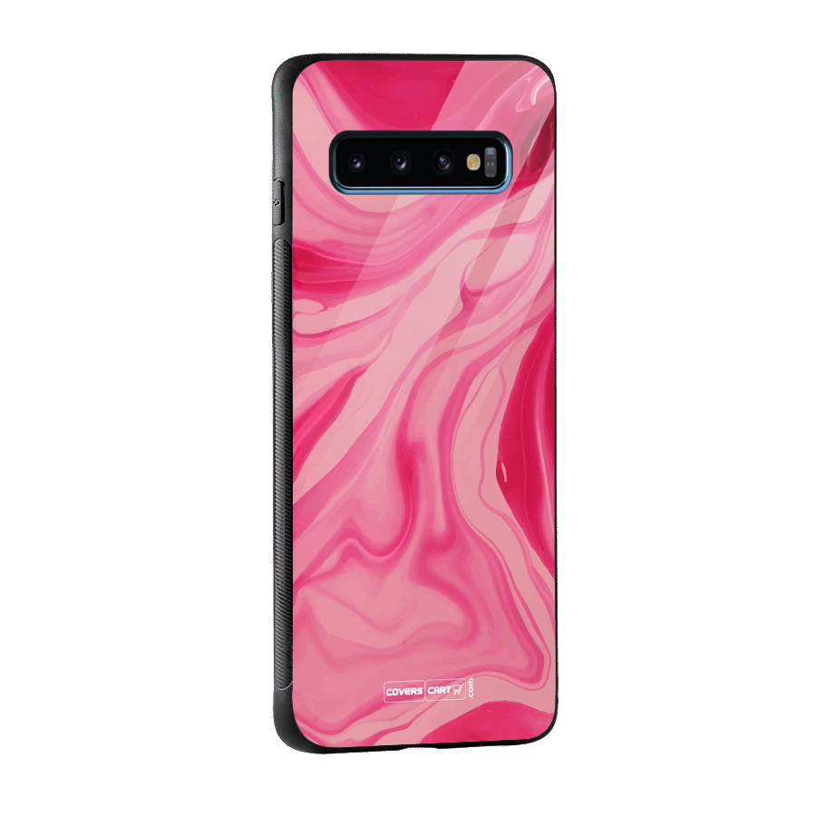 Sizzling Pink Marble Texture Glass Back Case for Galaxy S10