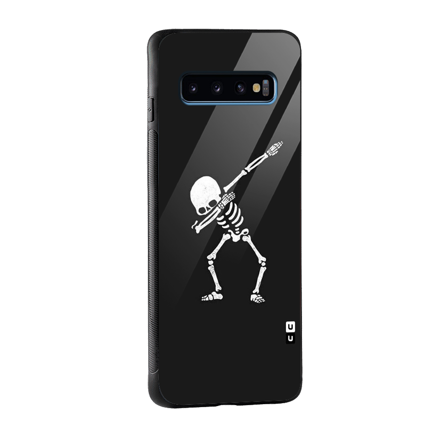 Skeleton Dab White Glass Back Case for Galaxy S10