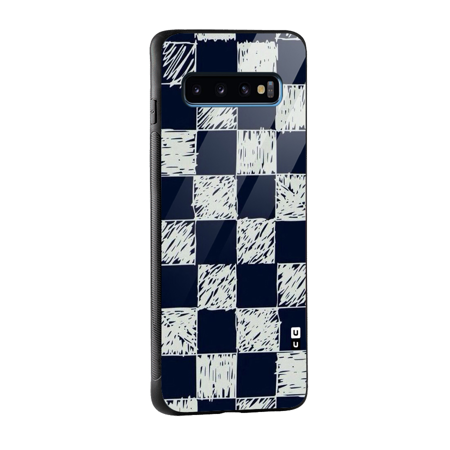 Sketchy Check Design Glass Back Case for Galaxy S10