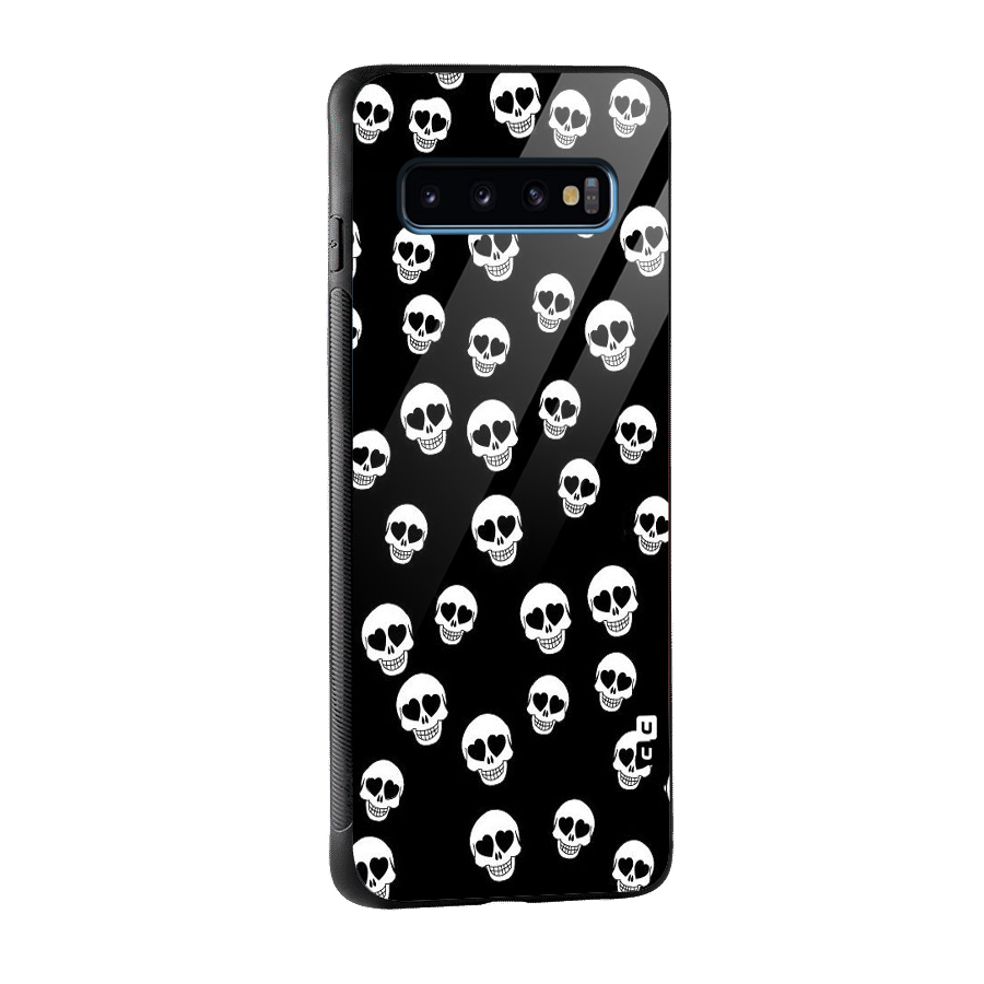 Skull Heart Glass Back Case for Galaxy S10