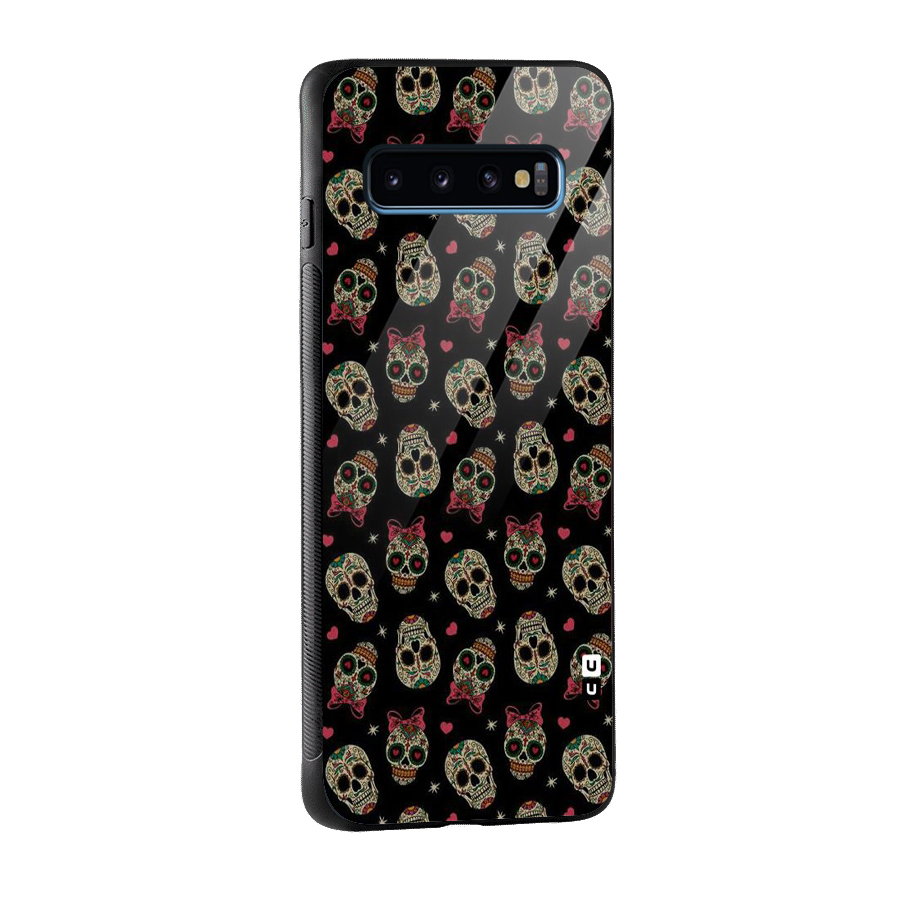 Skull Pattern Glass Back Case for Galaxy S10