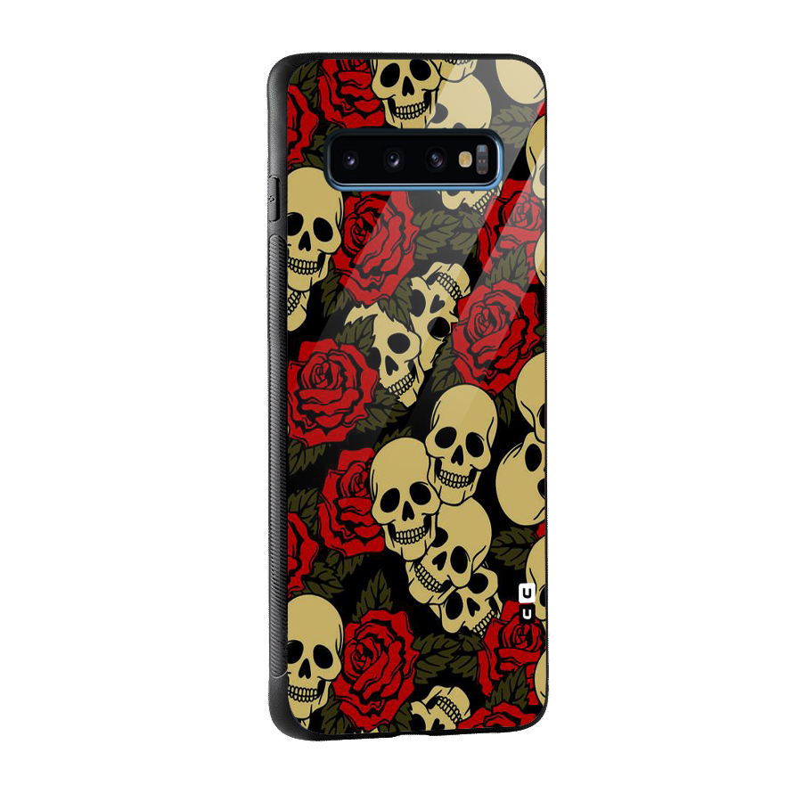 Skulled Roses Glass Back Case for Galaxy S10