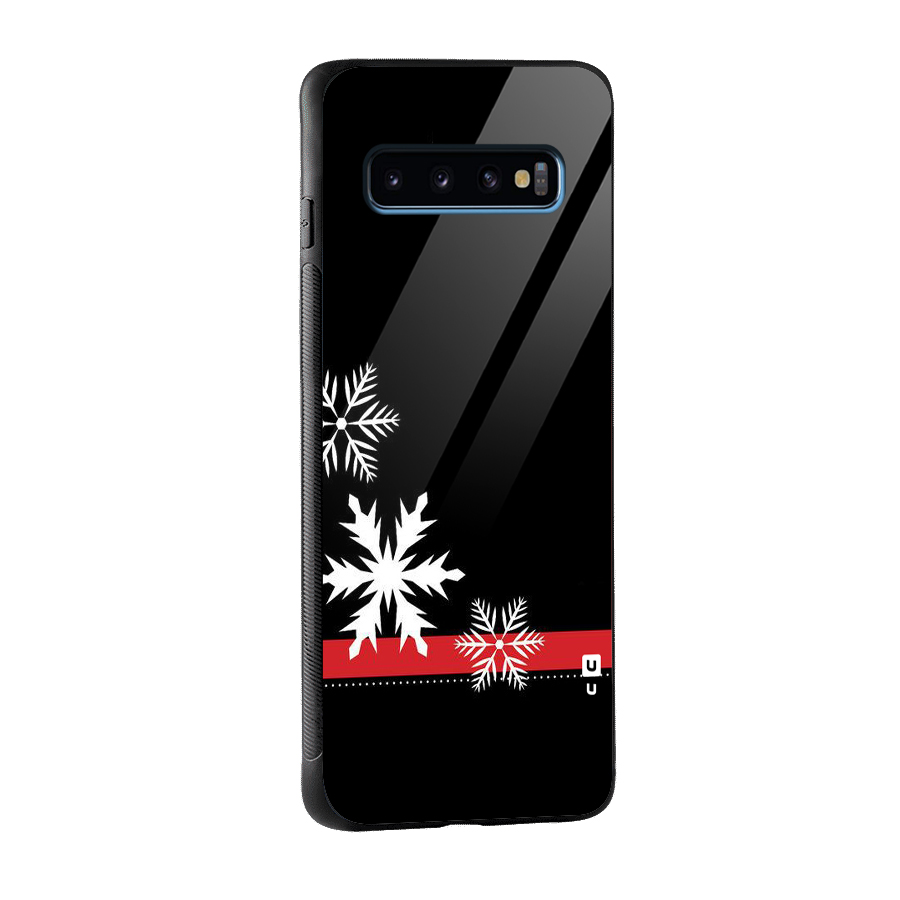 Snowflake Ribbon Glass Back Case for Galaxy S10