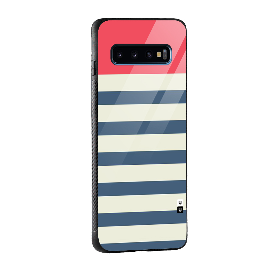 Solid Orange And Stripes Glass Back Case for Galaxy S10