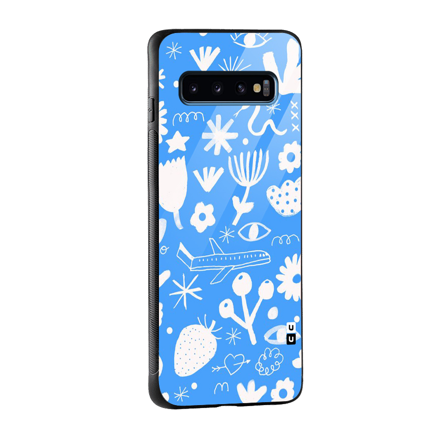 Space Blue Pattern Glass Back Case for Galaxy S10