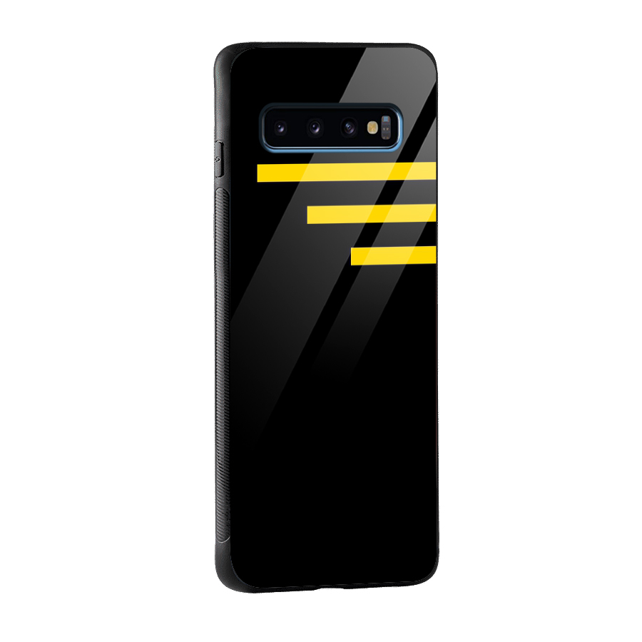 Sports Yellow Stripes Glass Back Case for Galaxy S10