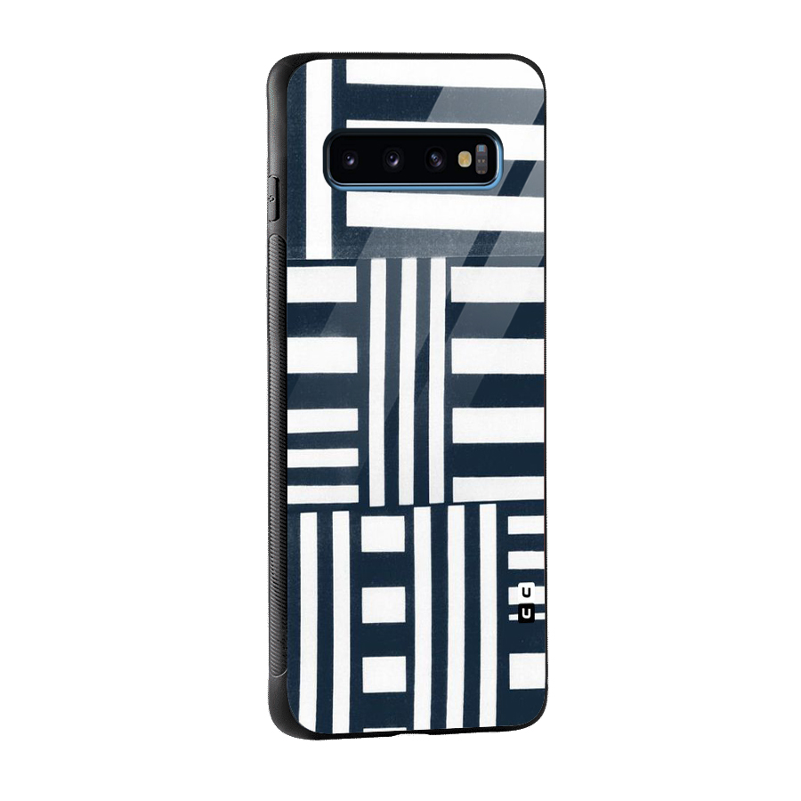 Square  Stripes Glass Back Case for Galaxy S10