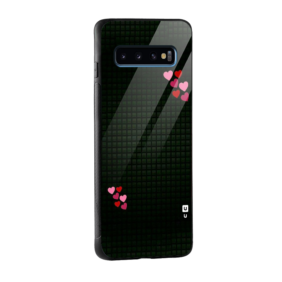Square and Hearts Glass Back Case for Galaxy S10