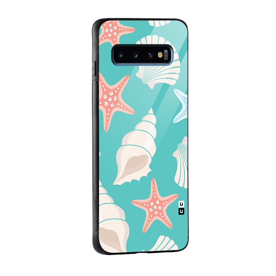 Starfish Sea Shell Glass Back Case for Galaxy S10