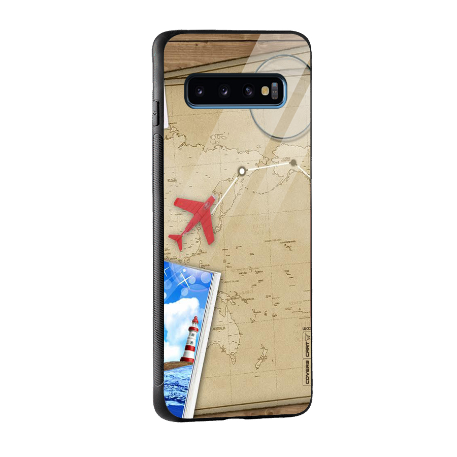 Summer Travel Glass Back Case for Galaxy S10