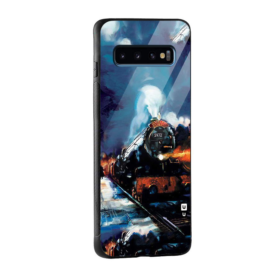 Train Art Glass Back Case for Galaxy S10
