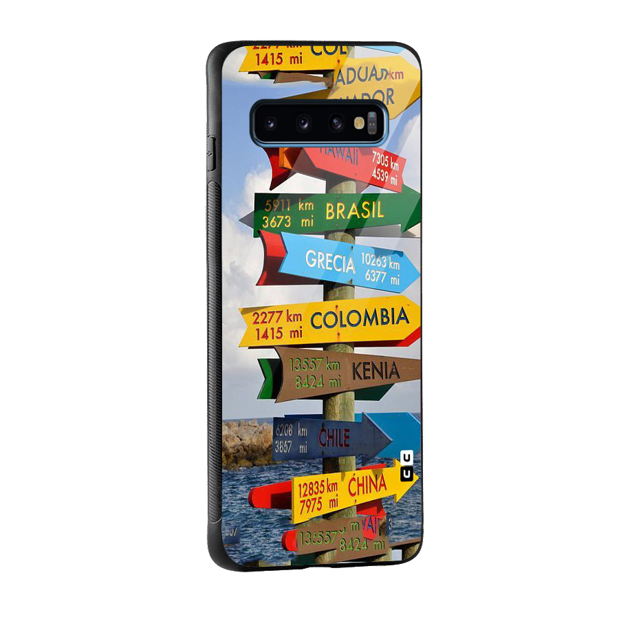 Travel Directions Glass Back Case for Galaxy S10