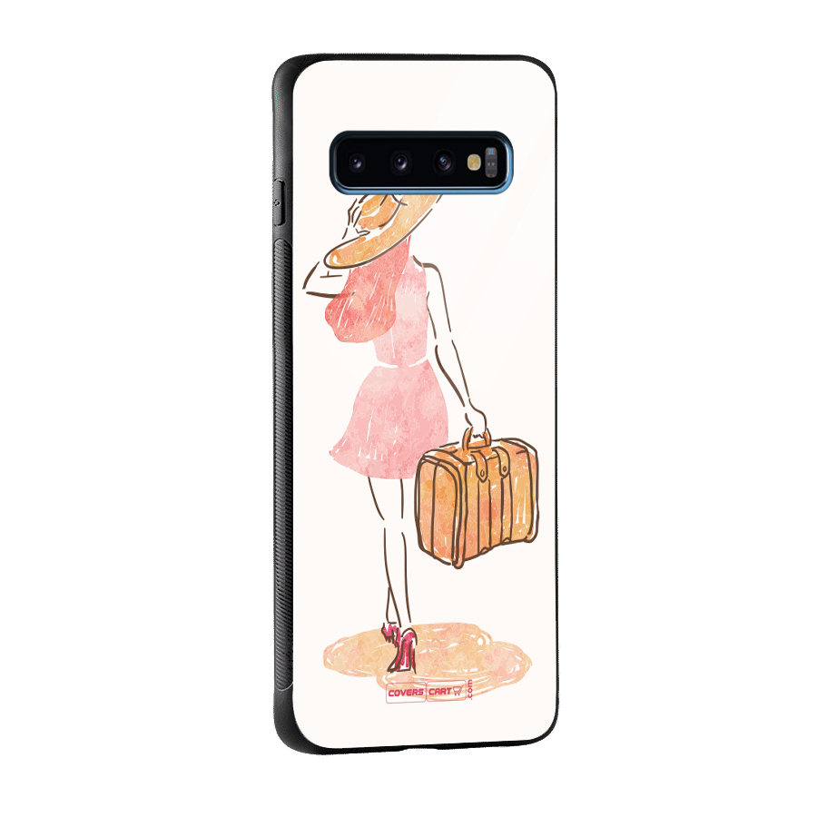 Travel Girl Glass Back Case for Galaxy S10