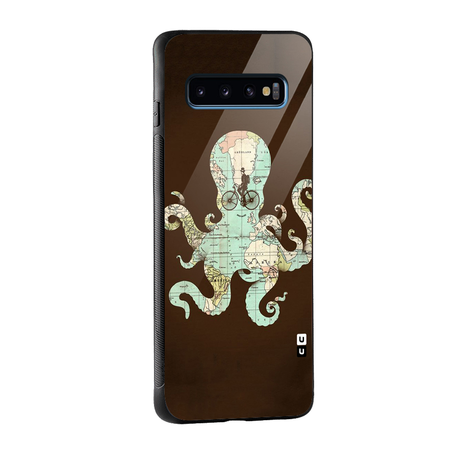 Travel Octopus Glass Back Case for Galaxy S10