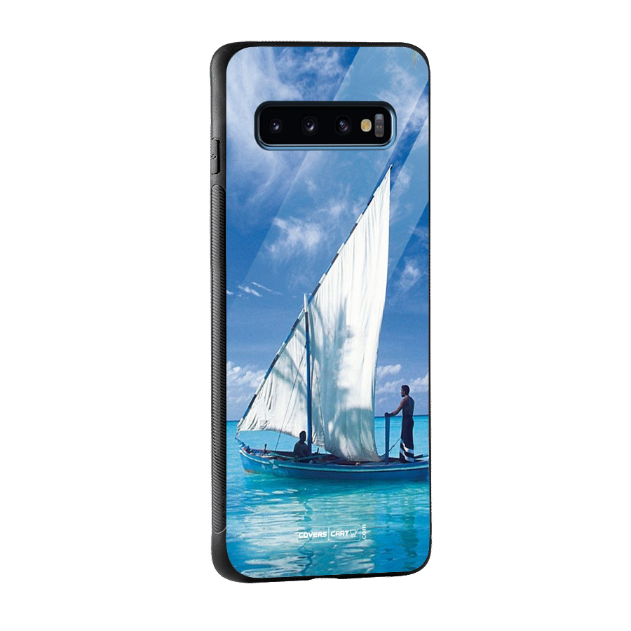 Travel Ship Glass Back Case for Galaxy S10