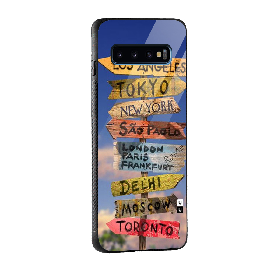 Travel Signs Glass Back Case for Galaxy S10