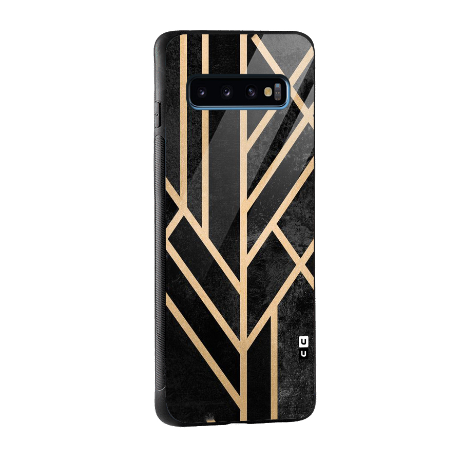 Tri Lines Gold Glass Back Case for Galaxy S10