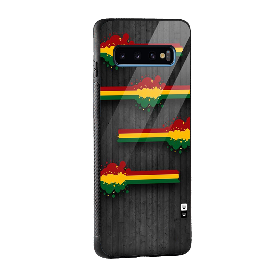 Tricolor Splash Design Glass Back Case for Galaxy S10