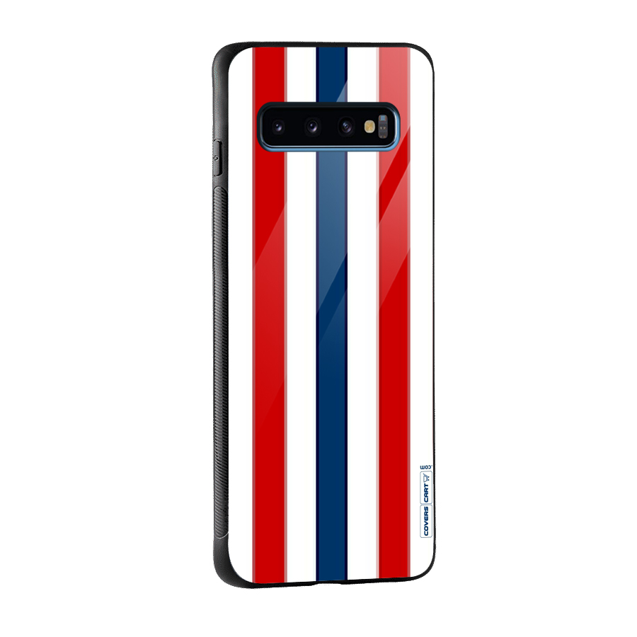 Tricolor Stripes Glass Back Case for Galaxy S10