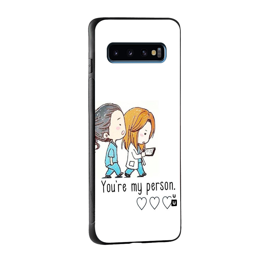 Two Friends In Coat Glass Back Case for Galaxy S10