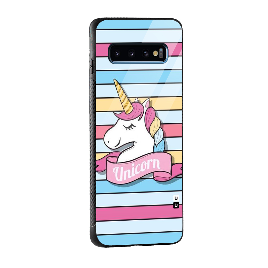 Unicorn Stripes Glass Back Case for Galaxy S10