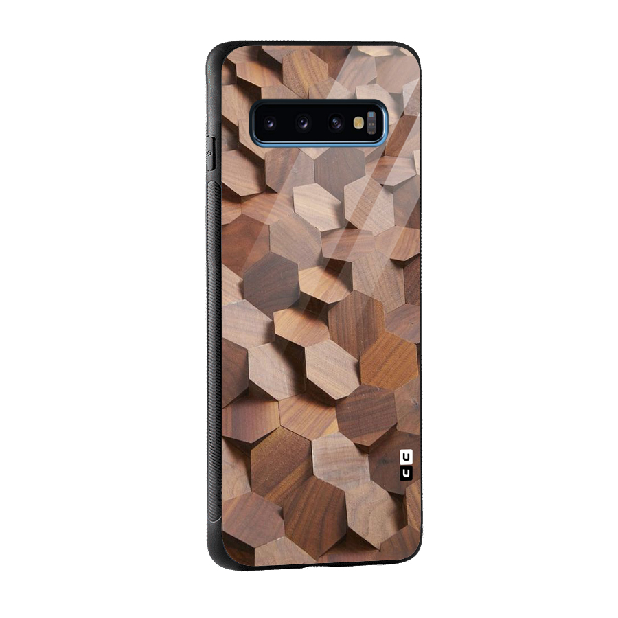 Uplifted Wood Hexagons Glass Back Case for Galaxy S10