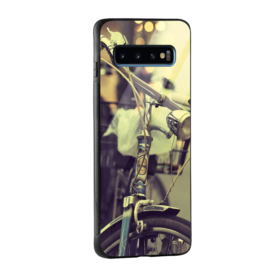 Vintage Bicycle Glass Back Case for Galaxy S10