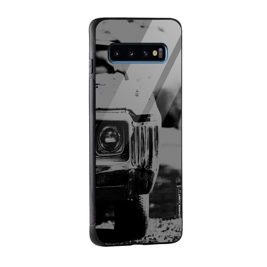Vintage Car Black and White Glass Back Case for Galaxy S10