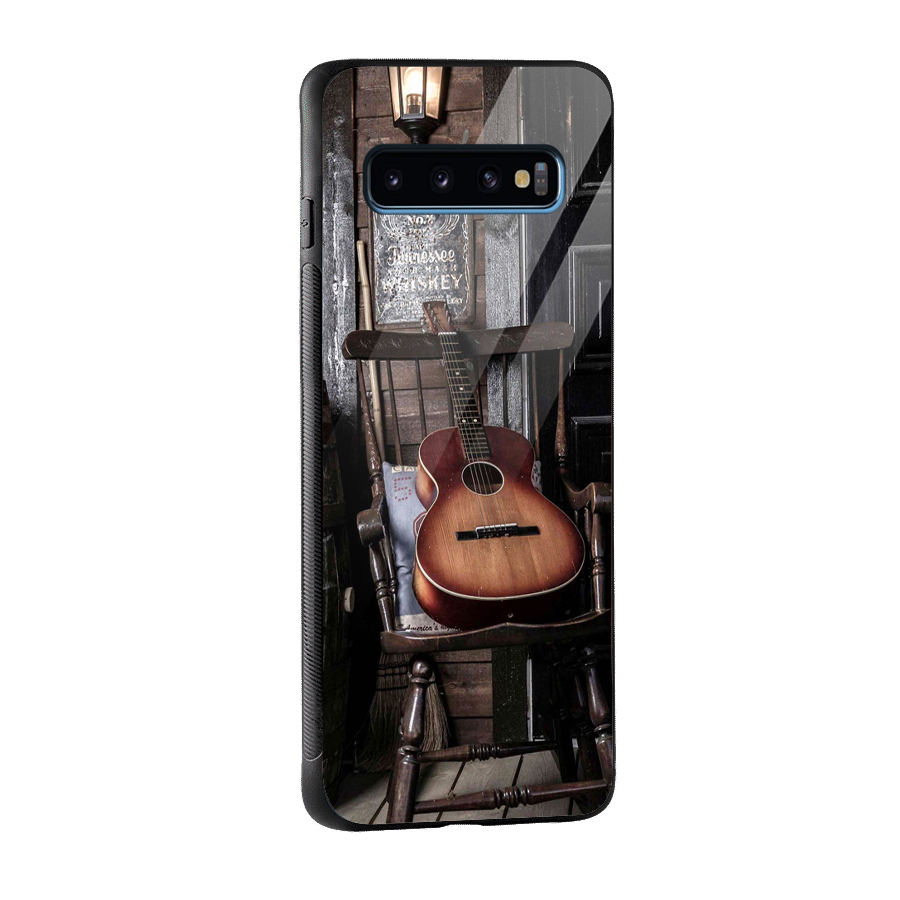 Vintage Chair Guitar Glass Back Case for Galaxy S10